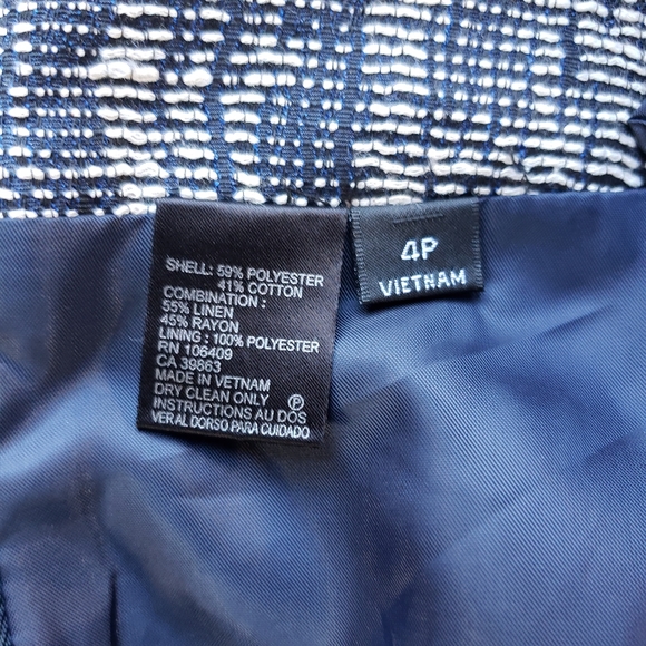 Tahari Women's Textured Black Navy Cream Pencil Skirt Size 4P Petite - Picture 8 of 11